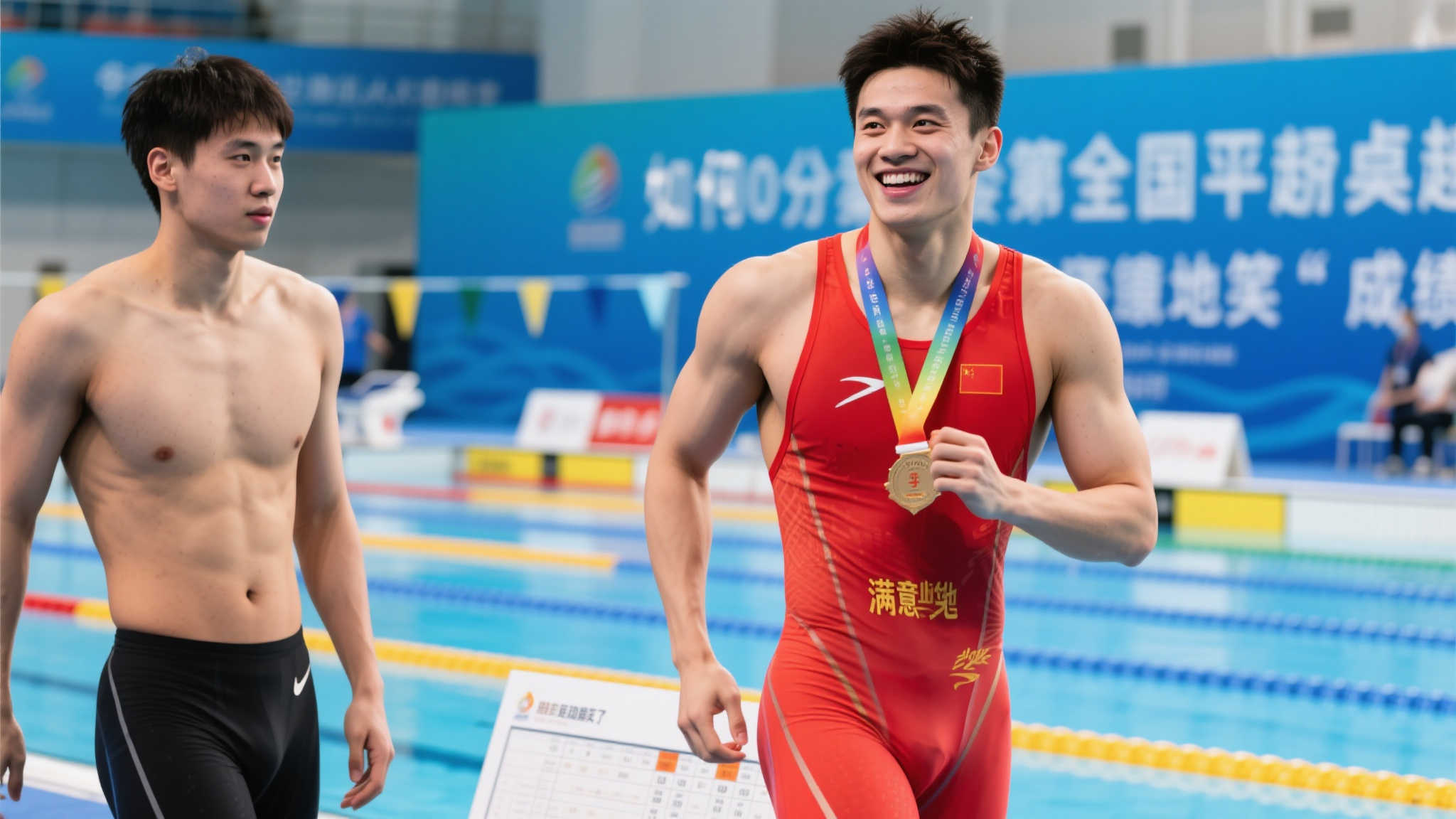 覃海洋成绩出炉，露出满意笑容